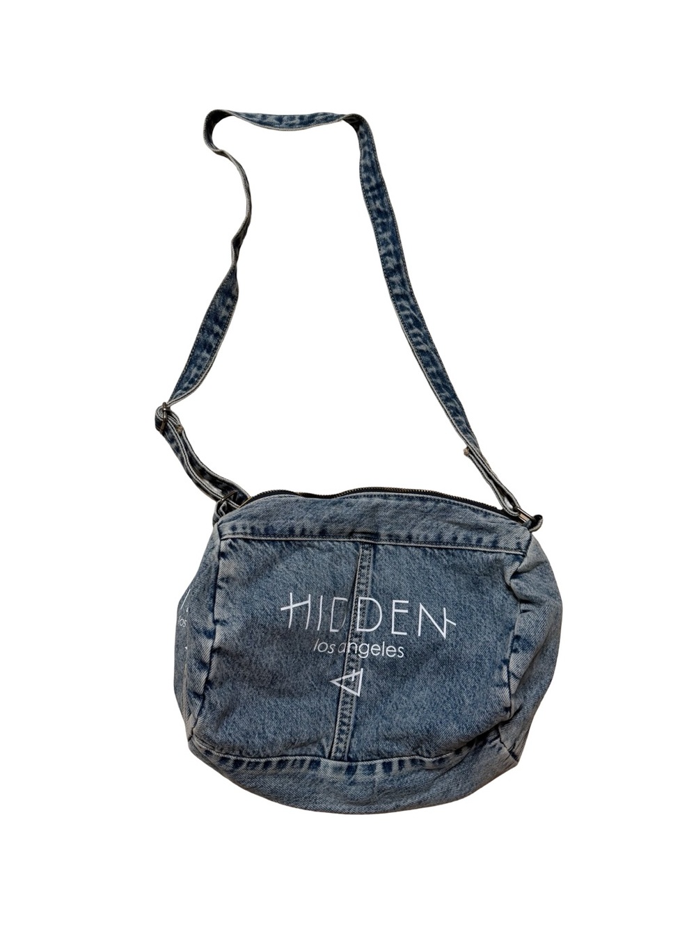 Hidden Los Angeles Acid Wash Denim Crossbody Shoulder Bag Blue OS - Picture 3 of 5